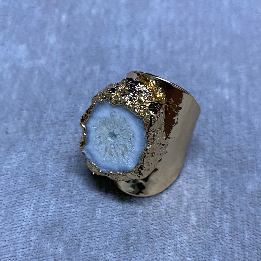 Gold Plated Agat Statement Ring
